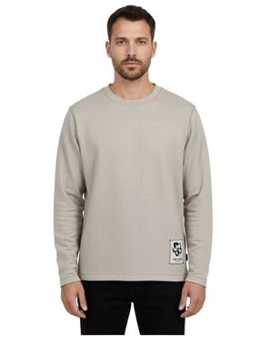 TED BAKER Ditton crewneck relaxed-fit stretch-cotton long-sleeved top, sz 6 (XXL